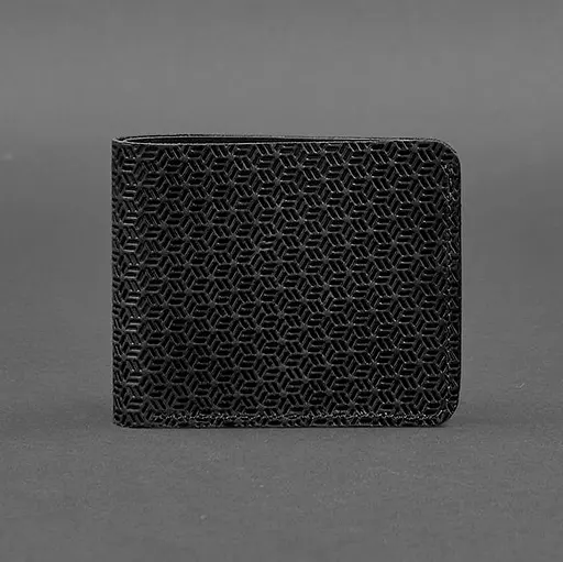 Чоловіче шкіряне портмоне 4.1 (4 кишені) чорне Карбон - фото 6