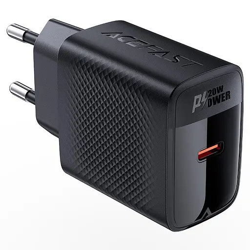 Мережевий зарядний пристрій з кабелем Acefast A82 PD20W GaN single USB-C charger set (P5) (EU) чорний - фото 3