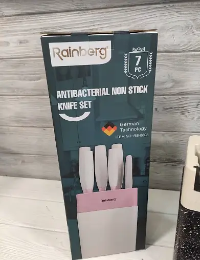 Набор ножей для кухни с подставкой Rainberg RB-8808 кухонные ножи и подставки белый с розовым - фото 3