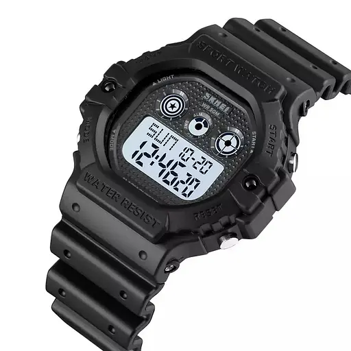 Спортивний чоловічий годинник Skmei 1606 (Чорний з білим) - фото 2