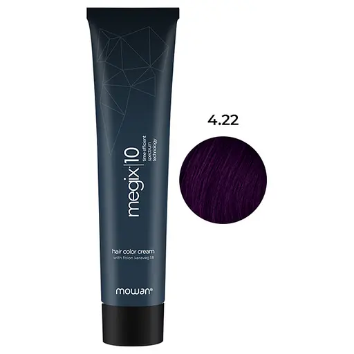 Фарба для волосся з низьким вмістом аміаку Megix10 Mowan 4.22 інтенсивний фіолетовий середньо-коричневий - фото 1