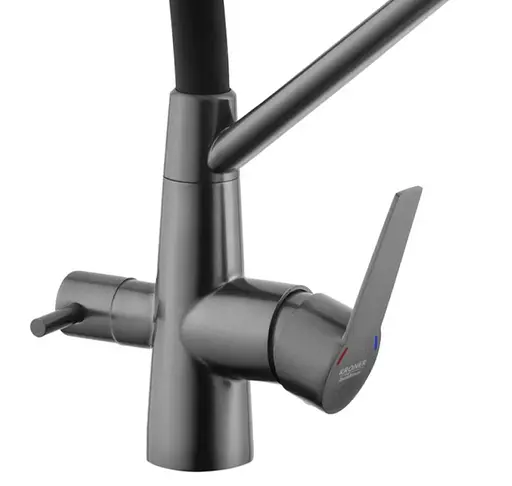 Змішувач для кухні з підключенням до фільтра Kroner KRP Edelstahl Klassisch - PVD03817BLK (CV031898) - фото 5