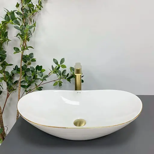 Умивальник VBI Turin white gold Edge накладний VBI-011508, Золотий - фото 1