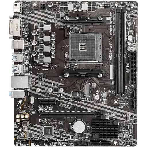 Материнська плата MSI A520M-A PRO (AM4/A520, 2xDDR4, PCIex16, DVI-D/HDMI, 4xSATAІІІ, M.2, GLan, 8ch, mATX)