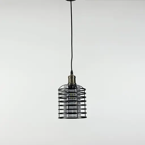 Підвіс в стилі Лофт з графітовим плафоном у чорному корпусі 30х17 см | Line F | Арт. 12056/1 BK+GR - фото 4