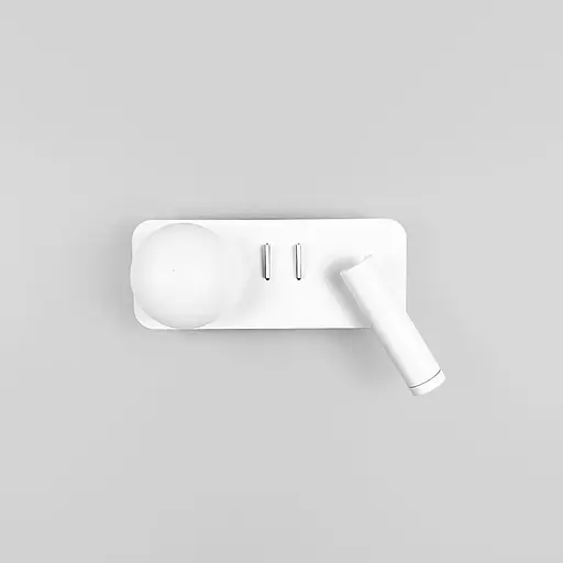 Праве біле бра на 2 вимикачі з білим плафоном та спотом Line F Арт. WJ032/2 R WT (правий) - фото 8