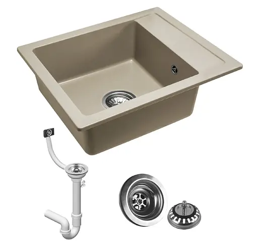 Кухонна мийка гранітна Rea Rino beige ZLE-00105 - фото 3