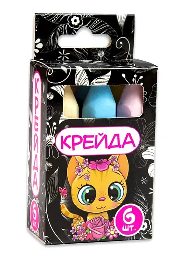 Крейда олівець, 6 штук, різнокольорова, Стратег