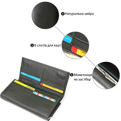 Кошелек женский на магнитах из натуральной кожи ST Leather 19х9.5х3 см acs0029686 - фото 4