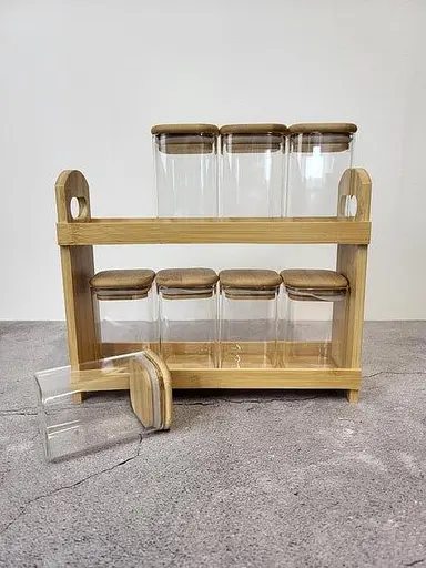 Набір баночок для спецій Vittora VT-8903-8 з дерев'яною підставкою 8 предметів 230 мл - фото 4