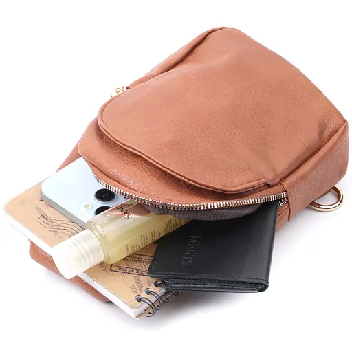 Женская сумка Vintage через плечо из экокожи с акцентом на текстильную лямку 15х25х5 см sum0026972 - фото 8