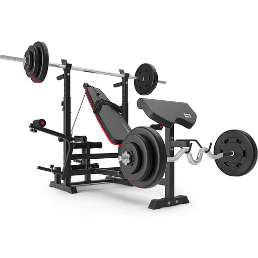 Набір Hop-Sport Premium 75кг з лавою HS-1075 Pro, штангами та гантелями - фото 4