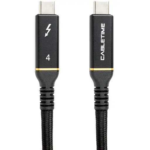 Кабель PowerPlant USB4, USB-C - USB-C, 40Gbps, 100W, 20V/5A, 8K/60HZ, 1м