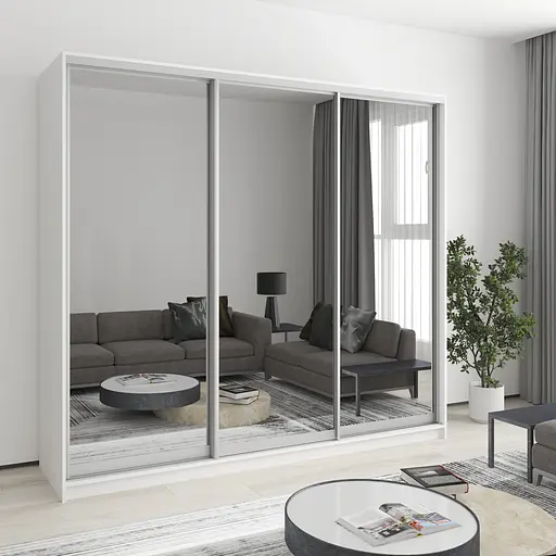 Шафа-купе тридверна MebelStar Стандарт AL 3 Дзеркала 230x45x210 см Аляска білий (MBS-2967)