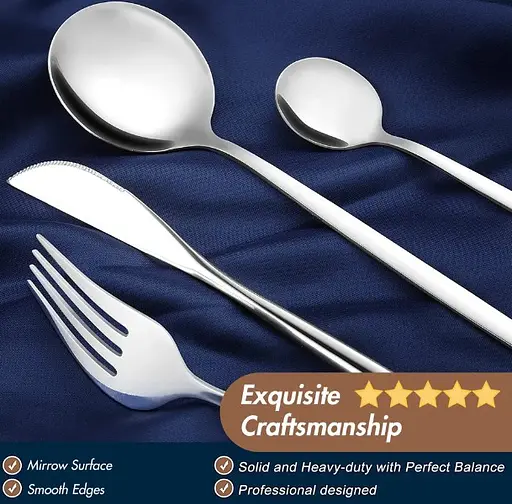 Набор столовых приборов серебристый из нержавеющей стали 18/10 на 4 предмета - фото 3