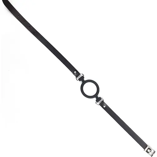 Кляп Art of Sex силіконове кільце натуральна шкіра, Gag Ring внутрішній діаметр кільця 40 мм, Чорний - фото 3