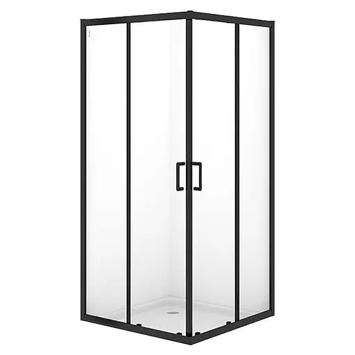 Душова кабіна Cersanit Brasco 90x90 см квадратна розсувна прозоре скло на дрібному піддоні black S601-229, прозорий, чорний - фото 1
