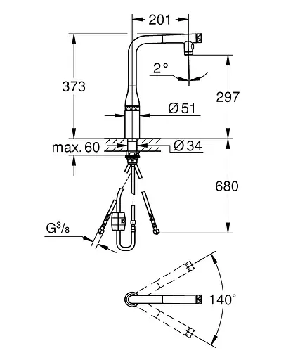 Смеситель для кухни Grohe Essence 31892KF0 Черный матовый - фото 5