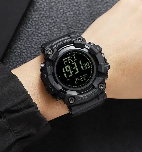 Чоловічий спортивний годинник Skmei 2037 з компасом (Чорний) - фото 7