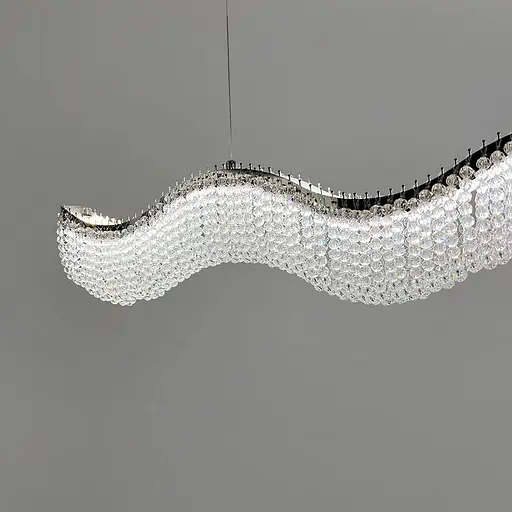Светодиодная волнистая серебряная люстра с хрусталиками длиной 80 см | Line F | Ст. 33056-L800*600 CH - фото 2