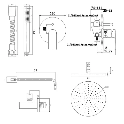 Душевая система Kohlman Proxima 20 chrome + BOX скрытого монтажа QW210PR20, Хром - фото 2