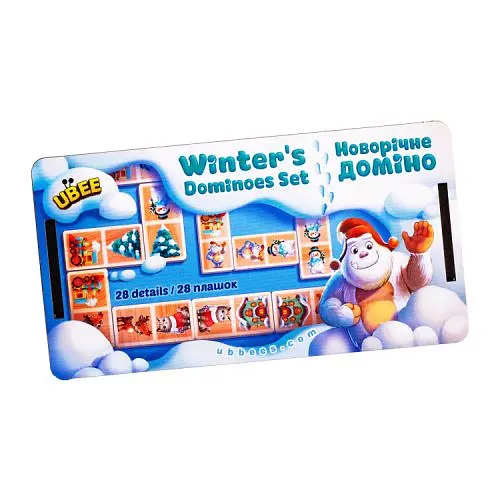 Дерев'яна гра "Новорічний доміно", 28 елементів, ПСД242 Ubee, в коробці (4823720032030) - фото 1
