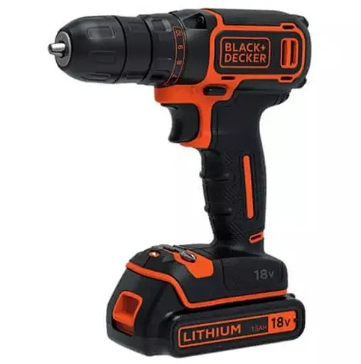 Аккумуляторная дрель-шуруповерт Black+Decker с АКБ и ЗП BDCDC18B - фото 1