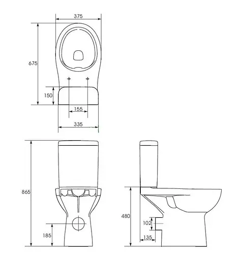 Унітаз-компакт без сидіння Cersanit Etiuda 593 CleanOn 011 3/6 л для людей з особливими потребами 30412 - фото 2