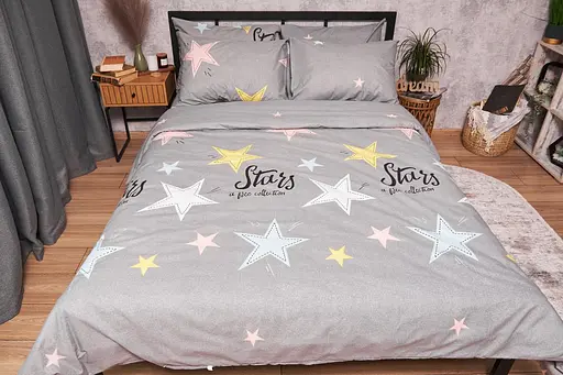 Комплект постельного белья Moon&Star Бязь Gold Люкс Gray Stars двуспальный 175х210 наволочки 2х40х60 - фото 3