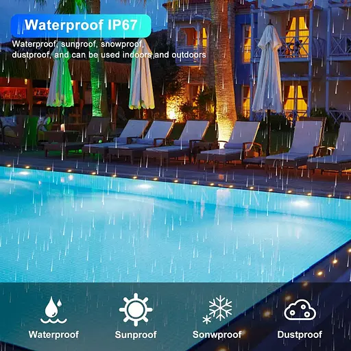 SMY Lighting Вбудовані світлодіодні палубні світильники з дистанційним керуванням, 10 шт. освітлення для палуби IP67 - фото 5