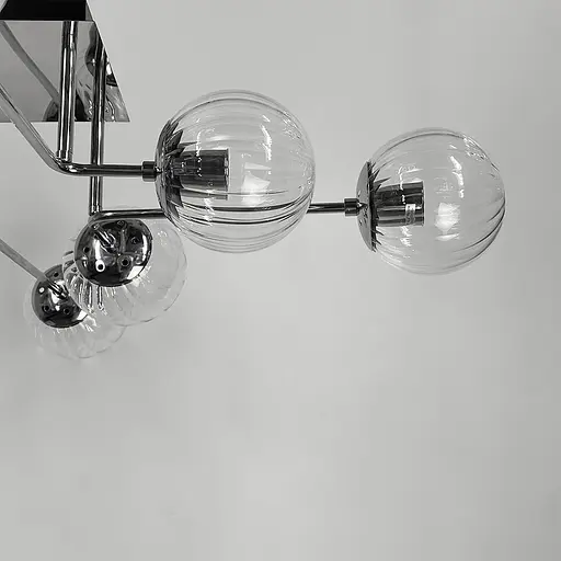 Сучасна стельова люстра в хромі на 8 прозорих плафонів Line.F 2693/8 (new) CH+CL - фото 3