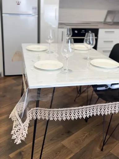 Силіконова скатертина з кавовим мереживом 7 см 290х110 см - фото 6