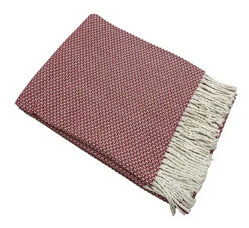 Плед бавовняний Vladi Валенсія Mare 140х200 біло-бордовий - фото 1