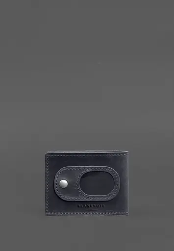 Кожаная обложка для удостоверения участника боевых действий с карманом для жетона синяя Crazy Horse - фото 4