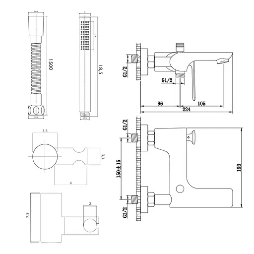 Смеситель для ванны Kohlman Experience brushed gold настенный KPL-QW110EGDB Золотой - фото 2