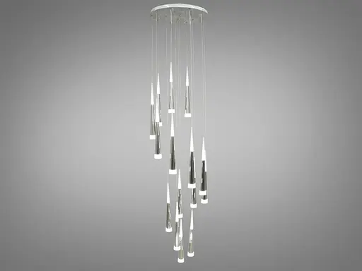 Каскадна світлодіодна люстра для холу потужністю 60W, колір-хром - фото 1