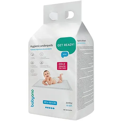 Гігієнічна пелюшка Babyono 40х60 см 22 шт. (20 шт. + 2 шт.) (513/22)