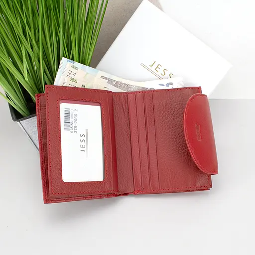 Жіночий шкіряний гаманець червоний Jess 375-2036-2 маленький - фото 5