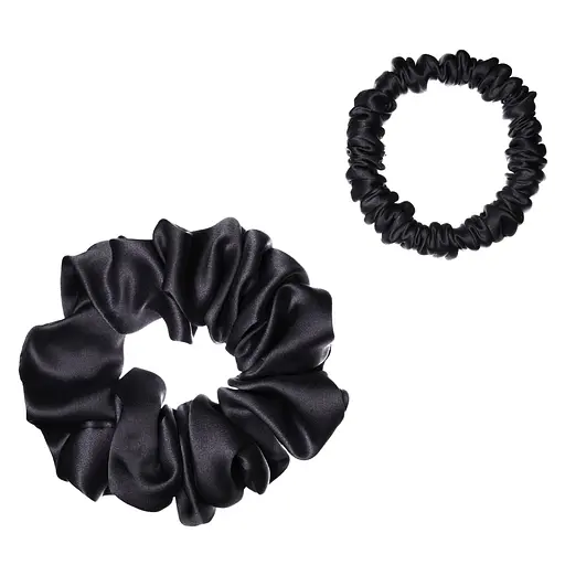 Набір із 2 шовкових резинок для волосся Чумацький Шлях S+L - два режими фіксації чорний (1242-02) - фото 1