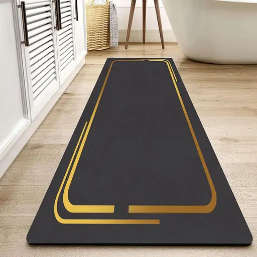 Суперпоглощающий Диатомитовый Коврик Aquarius для ванной и кухни 50 х 120 см Графитовый Мрамор