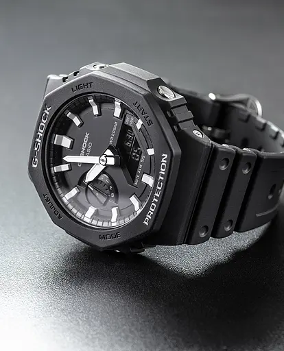 Полимерные мужские наручные часы Casio G-Shock GA-2100-1AER с полимерным ремешком - фото 2