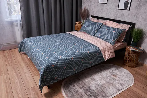 Комплект постільної білизни Moon&Star Бязь Gold Люкс Petroleum King Size 220x240 наволочки 4х70х70 - фото 1