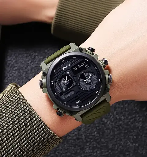 Годинник чоловічий наручний спортивний Skmei 2202 (Зелений силіконовий ремінець) - фото 4