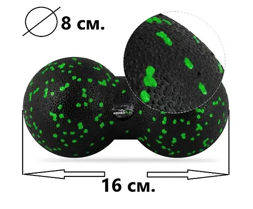 Набір для масажу та йоги PowerPlay PP_4093 EPP (3 м'ячики + валик масажер 15*5,3 см) Green + гумка 5,5 кг (PP_4093_Green) - фото 7