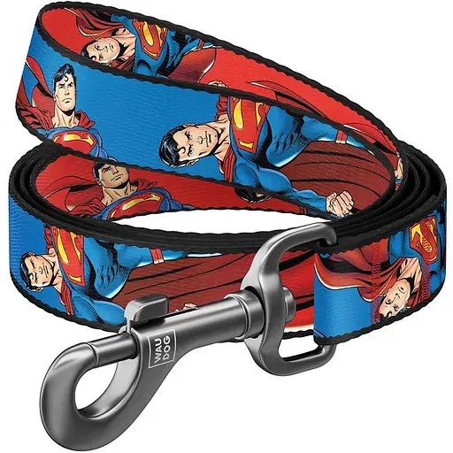 Повідець для собак Waudog Nylon нейлоновий, малюнок "Сила Супермена", L-XXL