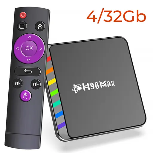 H96 MAX W2 4/32Gb Amlogic S905W2 Android 11.0 Smart TV Box, Смарт ТВ 4K HDR приставка налаштування Android TV у подарунок, YouTube та фільми без реклами - фото 1