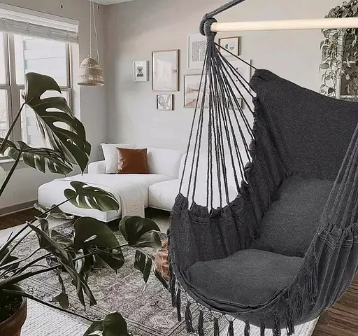 Підвісне крісло гамак бразильський стілець Interlook ZY-V004 + 2 подушки Dark grey - фото 7