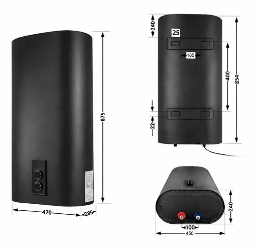 Водонагреватель электрический Thermo Alliance, 2 кВт, мокрый ТЭН, 50 л плоский, вертикальный, прямоугольный, черный (DT50V20G(PD)/2В) - фото 10