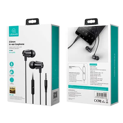 Навушники Usams 3.5 mm In-ear Earphone 1.2 m EP-42 US-SJ475 - фото 3