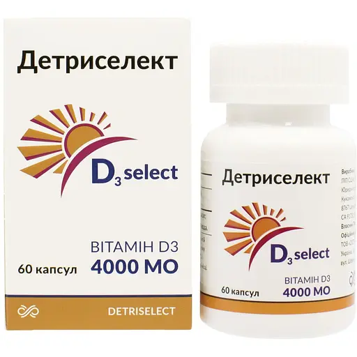 Вітамін Д3 System Pharm Детриселект 4000 МО капсули 60 шт. (44021002)